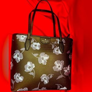 Kate Spade Black & Blue Floral Tote - Like New